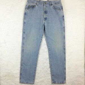 Vintage Wrangler Blues Mens Jeans Straight‎ Denim Blue Light Wash Workwear 38x36